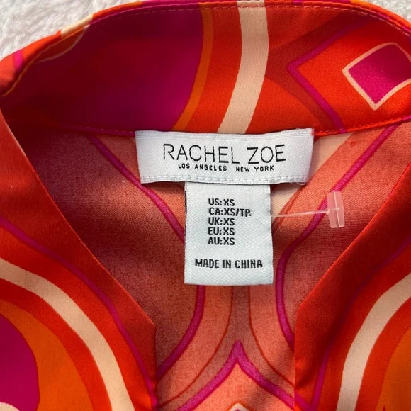 NWOT Rachel Zoe Red and Orange Patterned Blouse Size XS - Picture 5 of 6